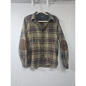 Todd Snyder Flannel Mens S? Wool Blend Elbow‎ Patches Brown Green Plaid Button